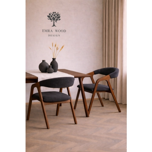 PRODUCENT Krzesło Dębowe KR-201 Kolor Tkaniny Grafitowy Kolor Drewna Czarny